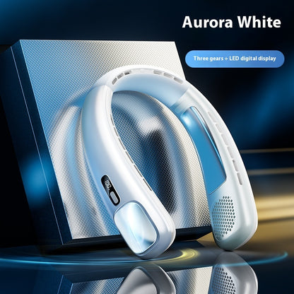 USB Rechargeable Portable Neck Fan – Silent Bladeless Outdoor Cooling Fan