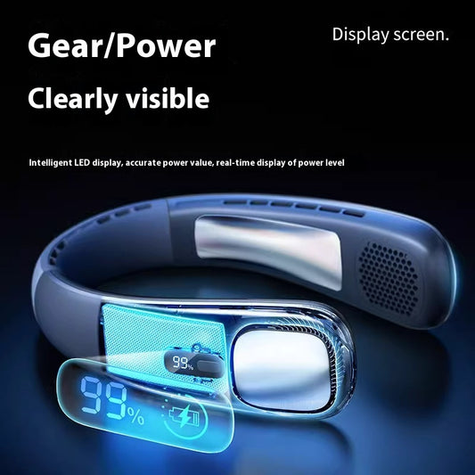 USB Rechargeable Portable Neck Fan – Silent Bladeless Outdoor Cooling Fan