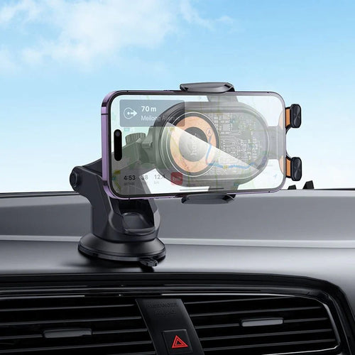 Wireless Charging Car Holder – 15W Fast Charge Auto-Clamp Phone Mount
