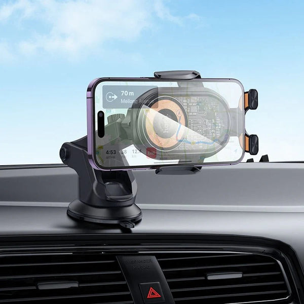 Wireless Charging Car Holder – 15W Fast Charge Auto-Clamp Phone Mount