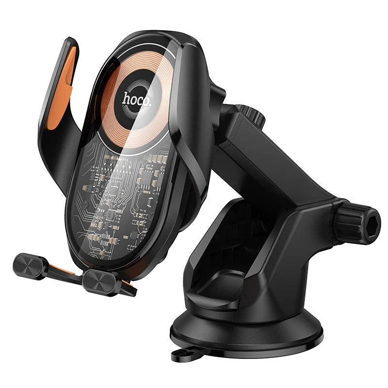 Wireless Charging Car Holder – 15W Fast Charge Auto-Clamp Phone Mount