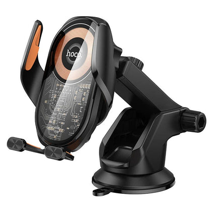 Wireless Charging Car Holder – 15W Fast Charge Auto-Clamp Phone Mount